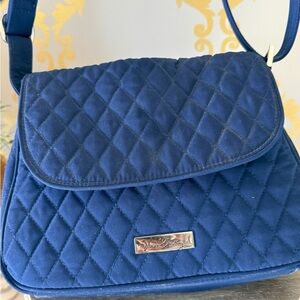 Vera Bradley Royal Blue Quilted Crossbody Bag with Flap Closure